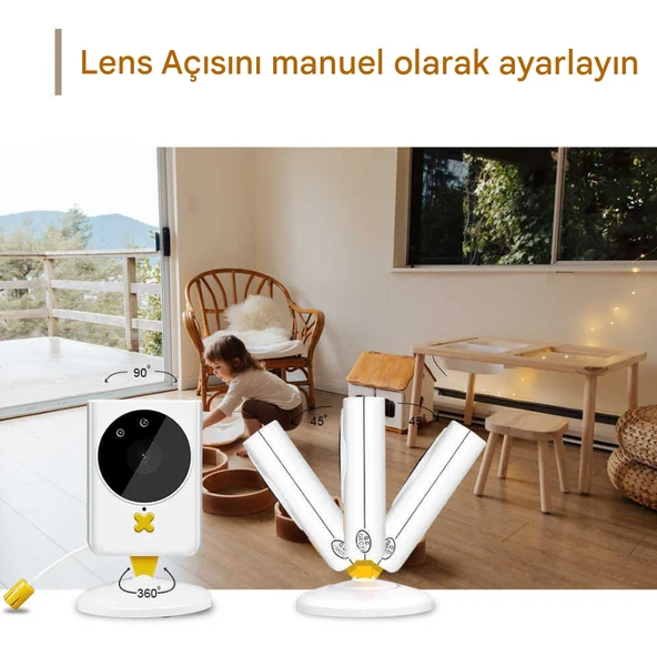 QASUL Akıllı Çocuklar Video Monitörü İki Yönlü Konuşma Sıcaklık İzleme  Bebek Dadı Güvenlik Kamerası - 6