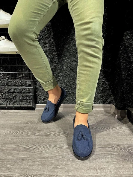 Pabucmarketi Erkek Loafer Ayakkabı Mavi