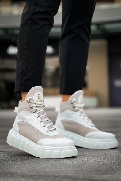 Pabucmarketi Erkek Bot Yüksek Taban Beyaz - Resim 3