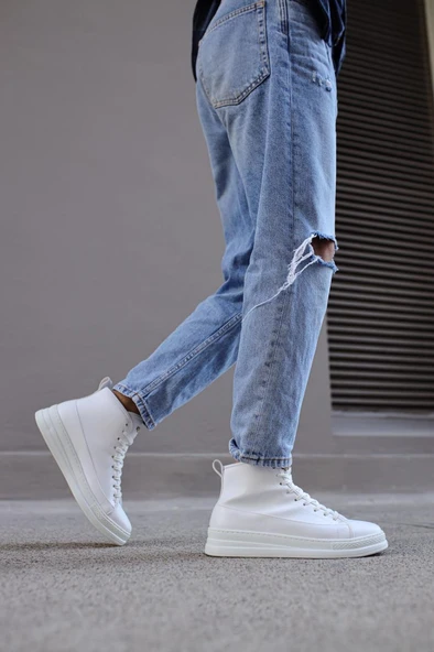 Pabucmarketi Erkek Bot Yüksek Taban Beyaz - Resim 4