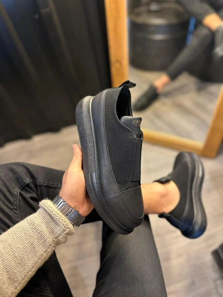 Pabucmarketi Erkek Sneakers Ayakkabı Siyah (Siyah Taban)