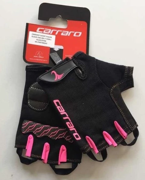 Carraro Small Kısa Parmak Bisiklet Eldiven Siyah Pembe CRO-004F S Beden Bisiklet Eldiveni