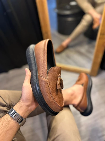 Pabucmarketi Erkek Günlük Spor Klasik Ayakkabı Taba (Siyah Taban)