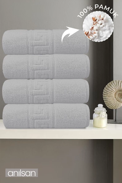 4'lu Greek Gri El Havlusu - 50x90 Cm, 225 Gr, %100 Pamuk, Spa Ve Otel Havlusu - 2