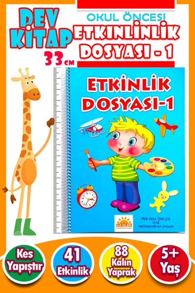 5 + Yaş Okul Öncesi Etkinlik Dosyası - 1 DEV KİTAP - 41 Etkinlik - 88 Sayfa