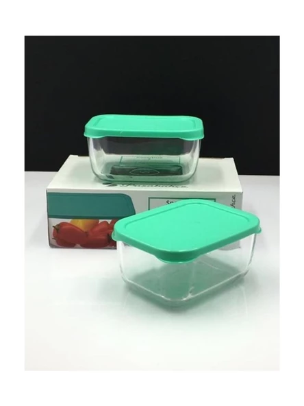 Paşabahçe 53733 Snow Box Saklama Kabı Yeşil 2 Li 420 cc - 2