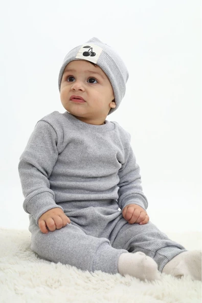 Erkek Bebek 3'lü Takım (Şapka+Alt+Üst) 12128 - 7