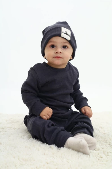 Erkek Bebek 3'lü Takım (Şapka+Alt+Üst) 12128 - 5
