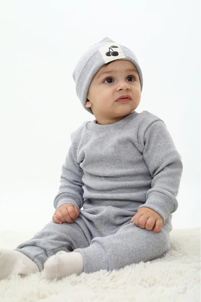 Erkek Bebek 3'lü Takım (Şapka+Alt+Üst) 12128 - 11