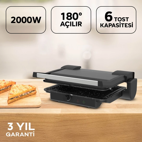 KİNG ARTE PLUS K469 TOST MAKİNESİ-SIYAH