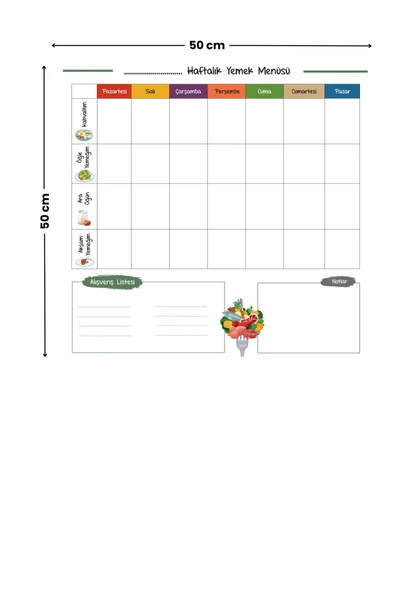 Haftalık Yemek Menüsü Planlayıcı, Buzdolabı Beyaz Yazı Tahtası, Alışveriş Listesi, Sihirli Kağıt - 3