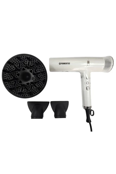 Powertec TR-4444 Süperlux Ionic Fön Makinası Beyaz-Siyah-Rose