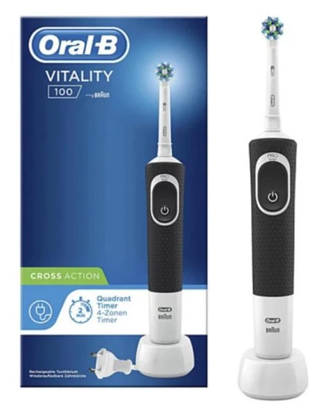 Oral B Şarjlı Vitality Cross Action Black D100 Elektrikli Diş Fırçası Siyah