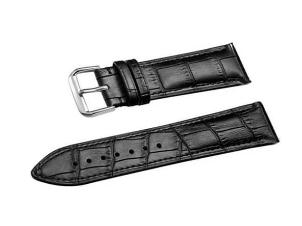 Fado&Her Saate Uygun Yarım Kroko Hakiki Deri Saat Kordonu 20 mm (149)  SİYAH - Resim 4