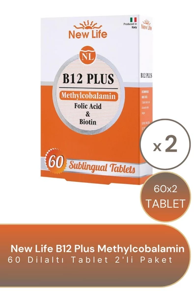 New Life B12 Plus Methylcobalamin 60 Dilaltı Tablet 2'li Paket