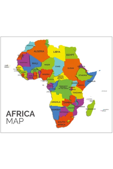 Afrika Kıtası Haritası, İz Bırakmaz, Harita, Yapışkansız Tutunan, Statik Kağıt Tahta, Sihirli Kağıt - Resim 2