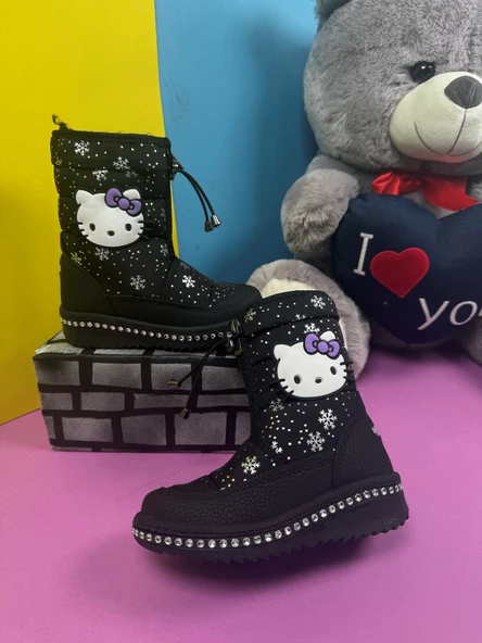 Lepetit Kar Botu Kar Desenli Fermuarlı Kürklü Zincirli Kaymaz Taban 35-45 - 2