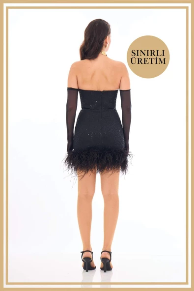 OLIVIA Siyah Mini Elbise - 5