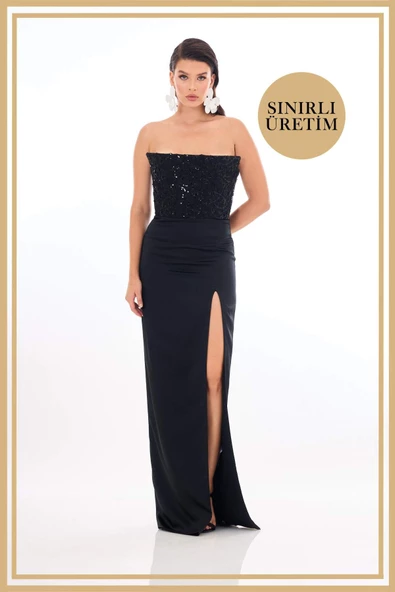 LADY Siyah Uzun Elbise