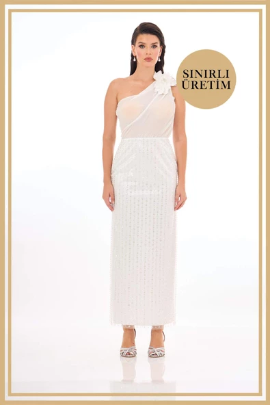 ISADORA Beyaz Midi Elbise