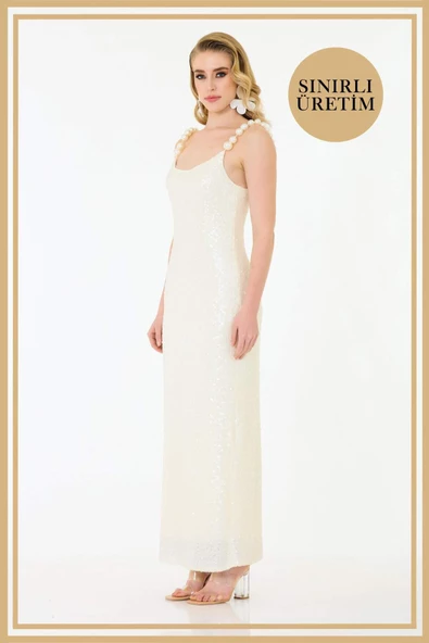 Limited Edition | CAMELLIA Beyaz Uzun Elbise - 4
