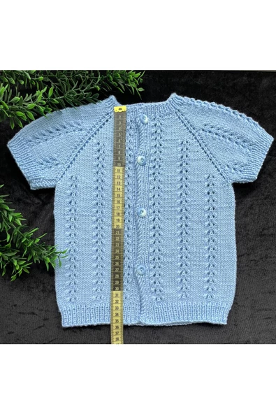 Ajurlu Mavi Renk Yıkanabilir Tüylenmez 0-2 Yaş Erkek Bebek Yeleği - Resim 3