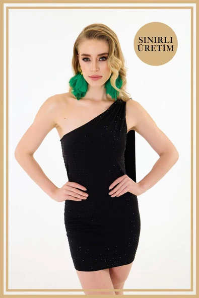 Limited Edition | LEXİ Siyah Mini Elbise - Resim 2