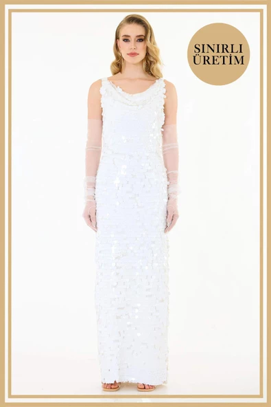 Limited Edition | MİRANDA Beyaz Uzun Elbise