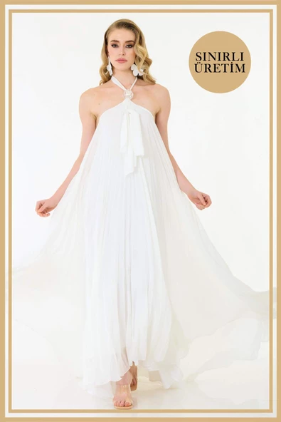 Limited Edition | MYKONOS Beyaz Uzun Elbise - 3
