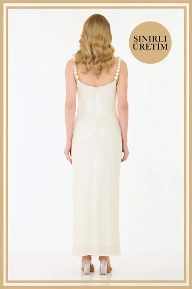 Limited Edition | CAMELLIA Beyaz Uzun Elbise - 6