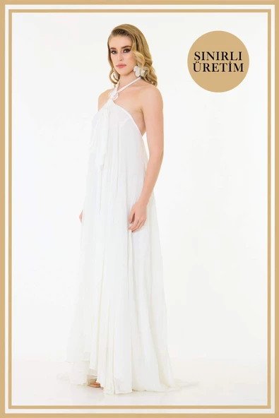 Limited Edition | MYKONOS Beyaz Uzun Elbise - 4