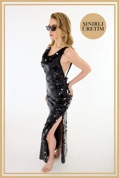 Limited Edition | MİRANDA Siyah Uzun Elbise - 2