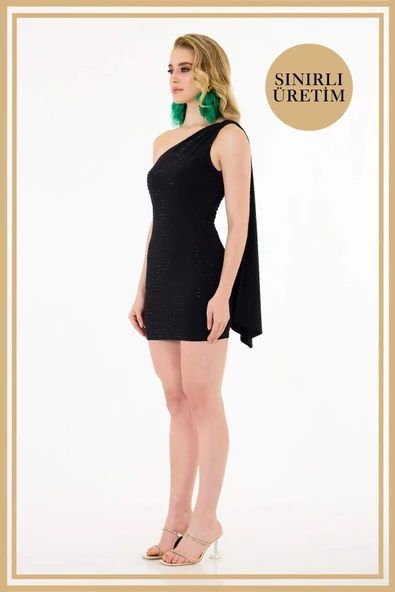 Limited Edition | LEXİ Siyah Mini Elbise - Resim 4