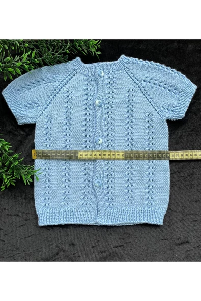 Ajurlu Mavi Renk Yıkanabilir Tüylenmez 0-2 Yaş Erkek Bebek Yeleği - Resim 4