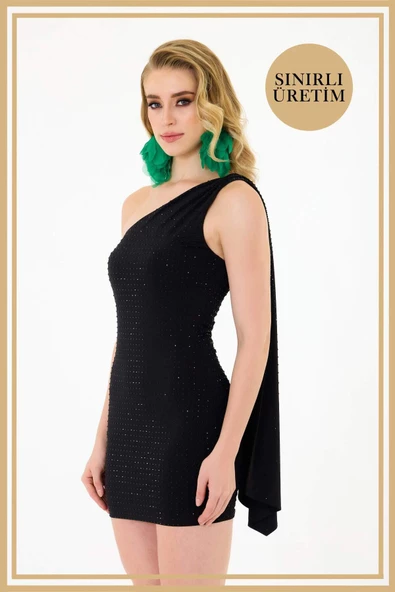 Limited Edition | LEXİ Siyah Mini Elbise - Resim 3