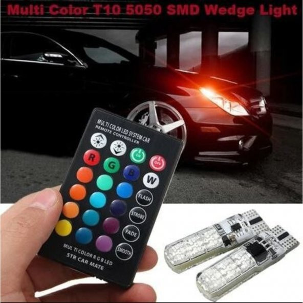 Uzaktan Kumandalı Çakar Lamba T10 12 LED RGB Park Lambası 2 Adet - 7