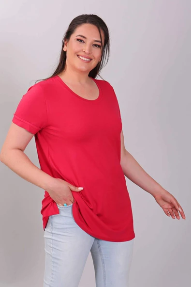 Bisiklet Yakalı Basic Kırmızı Bluz