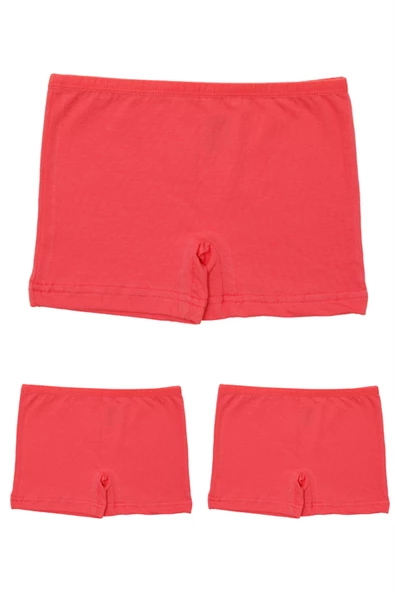 3 Adet Kız Çocuk Pembe Boxer Tayt Pamuklu Likralı - 4