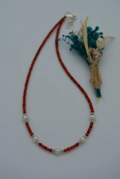 STONEAGE Mercan ve İncili Bayan Kolye - 3