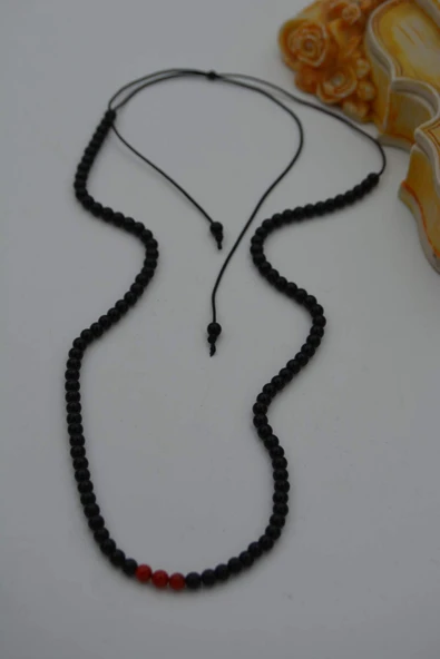 STONEAGE JEWELLERY Mercan ve Oniks Taşlı Kolye - 2