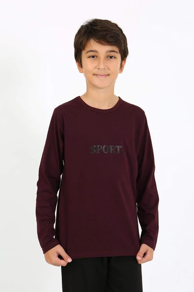 Akbeniz Erkek Çocuk Uzun Kol Penye Pijama Takım 20437 Bordo - 2