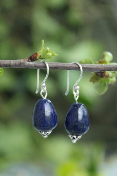 STONEAGE Bayan Gümüş Küpe Lapis Lazuli Sevgiliye Hediye - 2