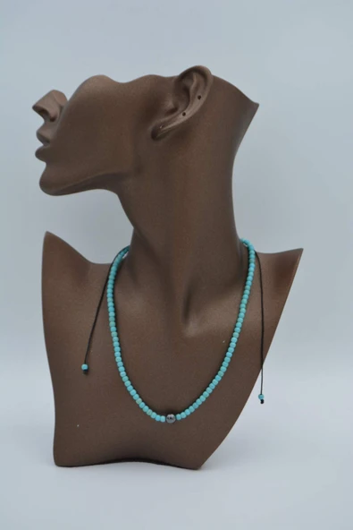 STONEAGE JEWELLERY Hematit ve Turkuaz Taşlı Metalsiz Kolye - 3