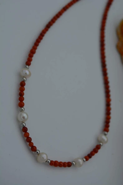 STONEAGE Mercan ve İncili Bayan Kolye - 4