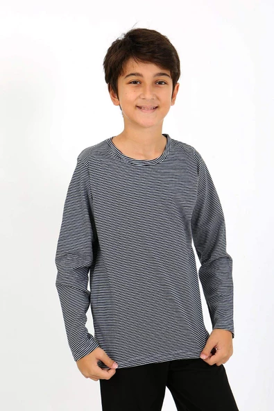 Angelino Erkek Çocuk Uzun Kol Penye Pijama Takım 20438 Gri - 4