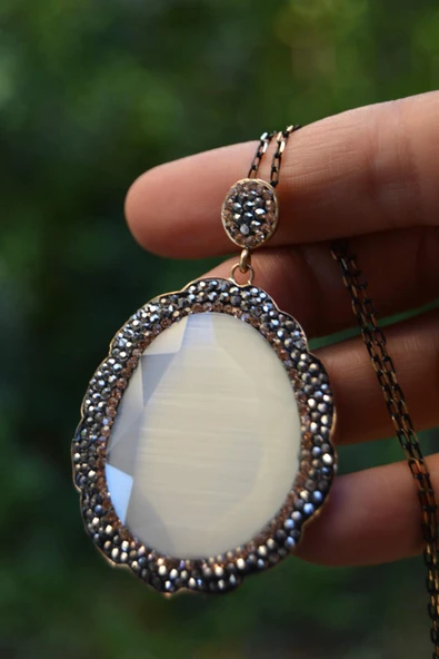 STONEAGE JEWELLERY Kedi Gözü Büyük Kolye - 4