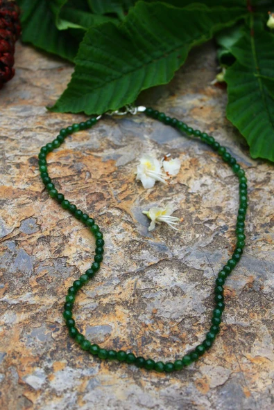STONEAGE Bayan Kolye Yeşil Jade Ceyt Doğal Taş Dengeleyici ve İyileştirici - 2
