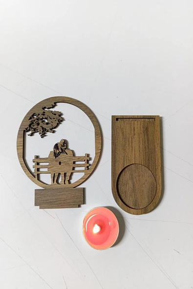 Buda Figür Kahverengi Ahşap Gölge Mumluk Projeksiyon Biblo - Mum Hediyeli Buda2 - 5