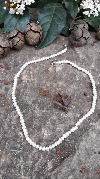 STONEAGE Kolye Bayan için İnce İnci Doğal Taş