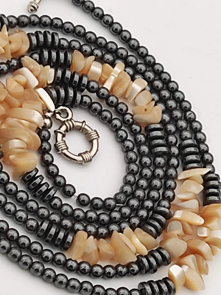 STONEAGE Gerçek Sedef ve Hematit Taşlı Gemici Kilit Şifa Kolyesi - 2